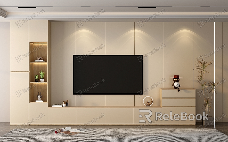 Modern TV background wall TV background wall cabinet model