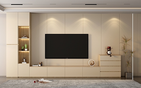 Modern TV background wall TV background wall cabinet 3d model