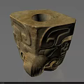 Jade Furniture Decorative Item With Square Carved Patterns And Central Hole Design