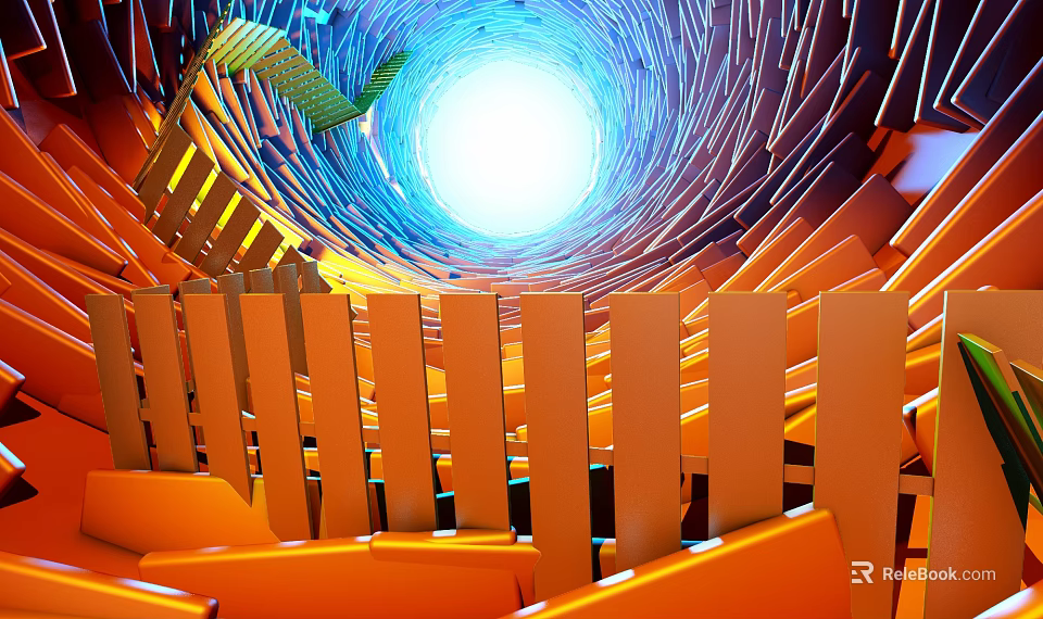 Vibrant Colorful Office Corridor With Futuristic Design 3d model 