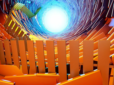 Vibrant Colorful Office Corridor With Futuristic Design 3d model