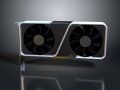Graphics Card With Dual Fans Carbon Fiber Design And Metal Frame 3d model