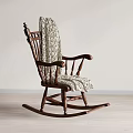 Classic Wooden Rocking Leisure Chair With Patterned Blanket In Light Interior Space Design