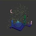 Blue Mosque Model With Dome Minarets Crescent Moon And Stars