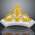 Yellow And White Decorative Ornament Featuring Intricate Leaf And Floral Designs
