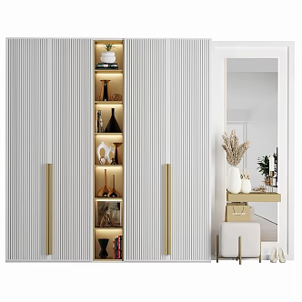 Modern Entrance Corridor Decorative Storage Corridor Cabinet Mirror 3d model