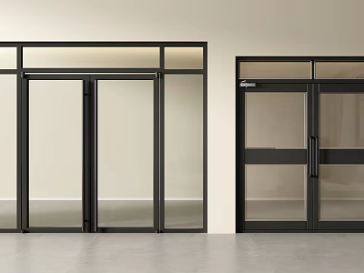 Sleek Modern Double Doors With Glass Panels And Black Frame For Interior 3d model