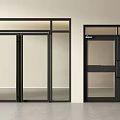 Sleek Modern Double Doors With Glass Panels And Black Frame For Interior