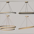 Modern Gold Circular Chandeliers With Transparent Layers For Interior Design 3d model
