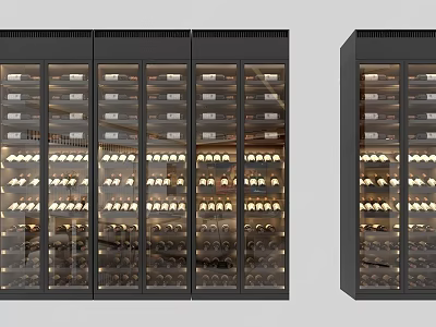 Modern Wine Cooler Cabinet With Glass Door And Multiple Wine Bottle Storage 3d model