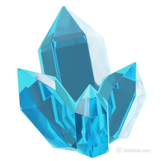 Blue Crystal Decorative Ornament Set With Geometric Shapes For Home 3d model 