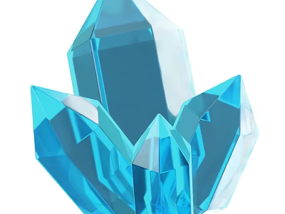 Blue Crystal Decorative Ornament Set With Geometric Shapes For Home 3d model