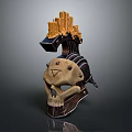 Intricate Skull Shaped Weapon With Metal Structure And Spiked Top Ornaments