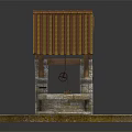 Traditional Well Design Garden Ornament With Brown Tile Roof Wooden Structure And Stone Base