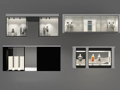 Elegant Retail Shop Window Display With Mannequins Display Items And Modern Lighting Design 3d model