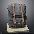 Durable Blue Canvas Backpack With Brown Leather Straps For Daily Use