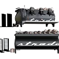 Strada Coffee Machines Professional Kitchen Appliances With Menu Holders And Containers 3d model