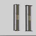 Contemporary Chinese Wall Sconce With Vertical Metal Frame And Fretwork Pattern Warm Light Glass Shade