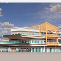 Modern Building Exterior Wall With Glass Windows Wooden Accents And Multi Level Design