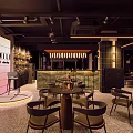 Modern Bar Interior Design With Stylish Counter Tables And Ambient Lighting
