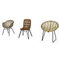 Stylish Rattan Leisure Chairs With Black Metal Frames And Modern Minimalist Design