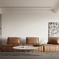 Modern Living And Dining Room Interior With Circular Pendant Light Sofa TV Fireplace And Blinds