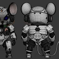 Three Futuristic Robotic Mice With Mechanical Armor And Big Ears