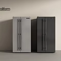 Poliform Two Double Door Refrigerators In Silver And Black Modern Design