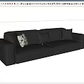 Black Leather Sectional Sofa With Patterned And Solid Pillows For Modern Living Room 3d model