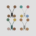 Green Metal Decorative Hook Featuring Green Yellow Pink And Wooden Balls For Wall Decor