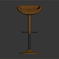 Modern Orange Quilted Bar Stool With Upholstered Seat And Golden Base