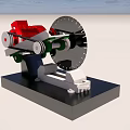 Industrial Cutting Machine With Large Circular Saw Blade Red Motor And Black Base