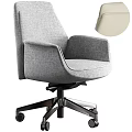 Comfortable Gray Fabric Office Chair with Armrests Metal Base and Wheels