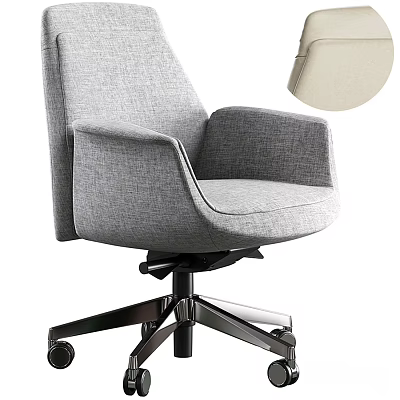 Comfortable Gray Fabric Office Chair with Armrests Metal Base and Wheels 3d model