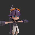 Cartoon Style 3D Woman Character With Purple Hair And Orange Goggles