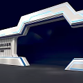 Modern Tech Style Door Arch With White And Blue Lines Geometric Structure 3d model
