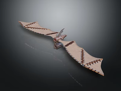 Cosmic Winged Spacecraft Design With Stitched Wing Structure And Metallic Body For Deep Space Exploration 3d model