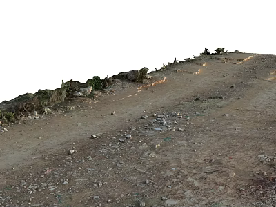 Rural Road Infrastructure Featuring Unpaved Path With Gravel Loose Stones And Sparse Weeds 3d model