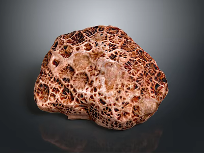 Brown Sea Sponge With Honeycomb Like Pores On Dark Background 3d model