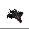 Futuristic Black And Red Aircraft With Multiple Engines And Blue Lights