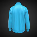 Blue High Collar Sweater With Front Zipper And Long Sleeves Design