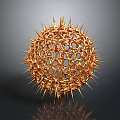 Golden Spherical Decorative Item with Hollow Openwork Design and Sharp Spikes for Modern Home Decoration