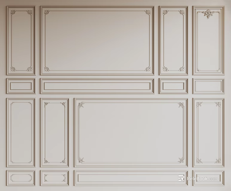 Elegant Classic Interior Wall Decor With Architectural Ornate Plaster Molding Details 3d model 