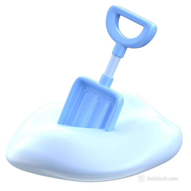 Blue Industrial Shovel Inserted Into White Foam Surface For Construction Work 3d model 