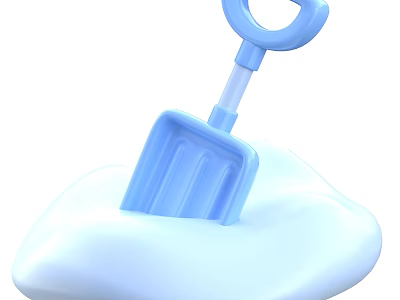 Blue Industrial Shovel Inserted Into White Foam Surface For Construction Work 3d model