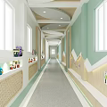 Modern Elevator Hallway Design With Decorative Mirrors Display Shelves And Soft Lighting 3d model