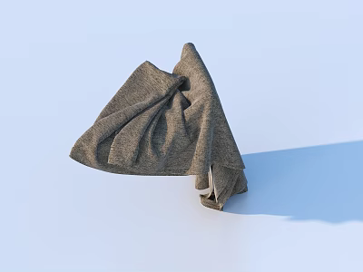 Household Textile Item Brown Textured Folded Towel With Light Blue Background Natural Folds And Shadow 3d model