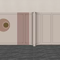 Modern Background Wall Design With Beige Brown Panels And Circular Decor 3d model