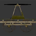 Wooden Cart With Two Wheels And Metal Lever Structure On Platform