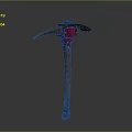 Durable Hardware Tool Pickaxe With Red Head And Wooden Handle 3d model